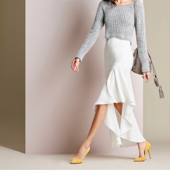 Intermix Dover Flounce Skirt Asymetrical White Size Small - Picture 1 of 13